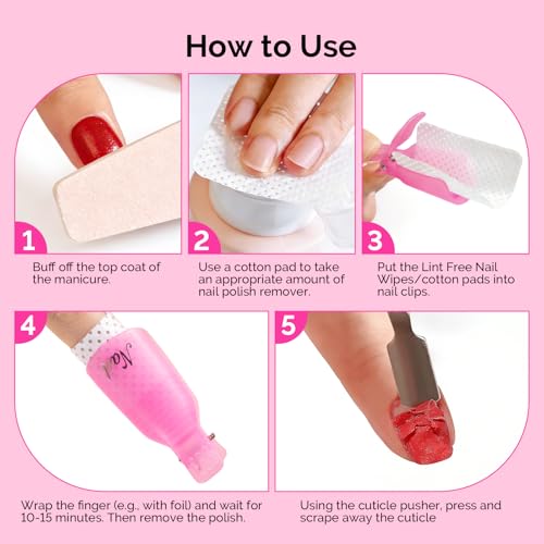 MelodySusie 20PCS Nail Polish Remover Clips Set with Cuticle Pusher - size: 21PCS