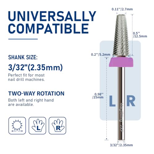 2XF Small 5-in-1 Tapered Barrel Nail Drill Bit, 3/32", Large-Angle Taper - size: Double Fine(2XF)