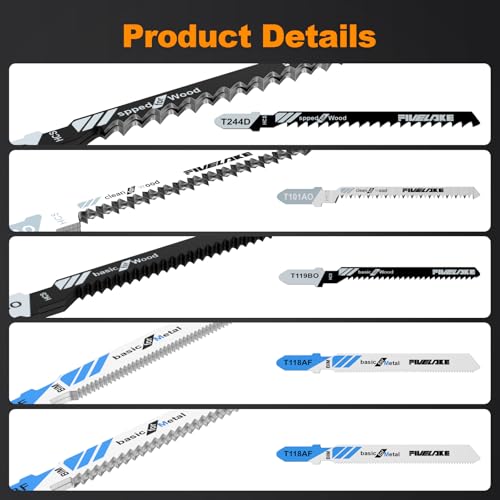 T-Shank Jigsaw Blades Set, 40Pcs Assorted Replacement Jigsaw Blades - style: 40-Pack（40 Pieces, 2 Boxes）