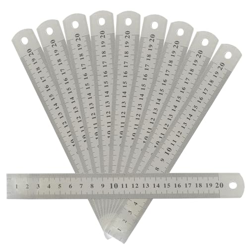 Bivethoi 8 Inch Stainless Steel Ruler, 10 Pcs - color: 10 Pcs