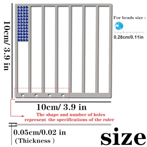 4 Beads Round Diamond Art Ruler, Stainless Steel Diamond Painting Ruler for Precise Drill Alignment, Diamond Dot Drill Alignment Tool, DIY Art Crafts Diamond Painting Kits - size: Round 4 rows