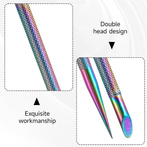 2Pcs Stainless Steel Cuticle Pusher Portable Nail Cleaner Remover Dead Skin Polish Peeler Cutter Professional Pedicure Nail Art Care Nails Cleaning Cuticle Stick for Fingernails Toenails Manicure - color: Multicolor