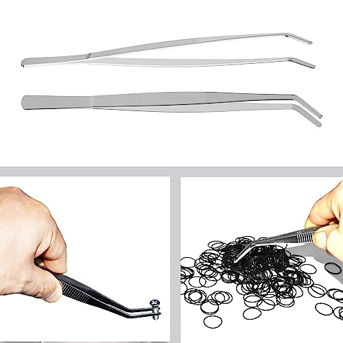 5 PCS 5.5" Stainless Steel Tweezers, Curved Blunt, 3/64" Thick - size: 5.5"L(3/64"T)