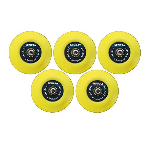 3-Inch Dual-Action Hook & Loop Fastener Flexible Backing Plate, 5/16"-24 Threads Polishing Pad - 5 PCS Set - color: 3 Inch / Yellow, size: 5/16"-24 Thread