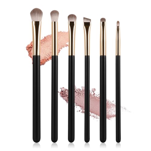 Eye Makeup Brush Set 6Pcs, Blending Eyeshadow Brushes for Beginners, Black - color: Black-6
