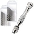 KINGFOREST Hand Drill, 20pc HSS Bits 0.8-3mm, for Wood Resin（Silver） - size: silver-20pcs drills