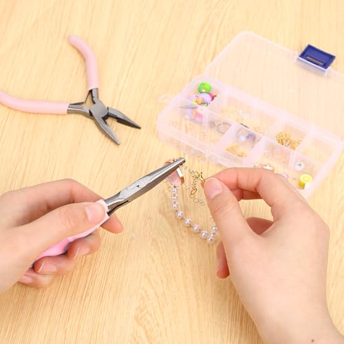 5 Inch Long Nose Pliers Mini Pliers Mini Needle Nose Plier for Jewelry Making, Comfort Grip Handle Craft Plier for Electronics Repair Supplies Wire Beading Hobby