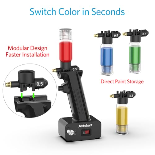 Actekart No-Clean Airbrush Kit (Revolutionary Upgraded) 30PSI Cordless No Clean Airbrush with 4pcs Spray Modules (2 x 0.3mm & 2 x 0.5mm)-Rechargeable Portable Airbrush