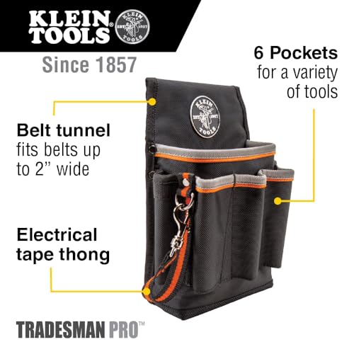 Klein Tools 5241 Ballistic Weave Tool Pouch, 6-Pocket 10.25x10.25x6.75-Inch - style: 6-Pocket Pouch