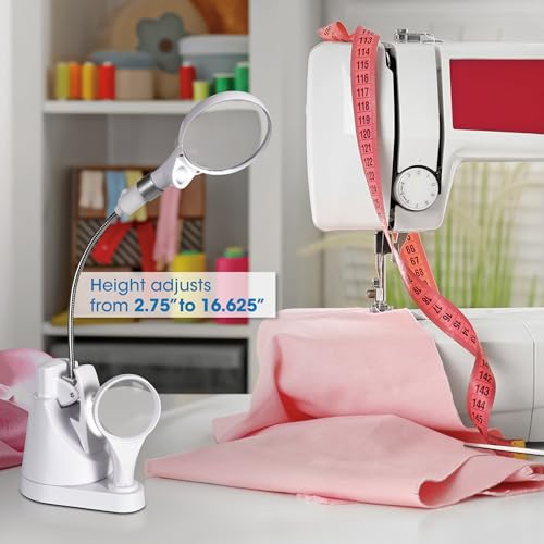 OttLite LED Clip and Freestanding Magnifier Lamp, White