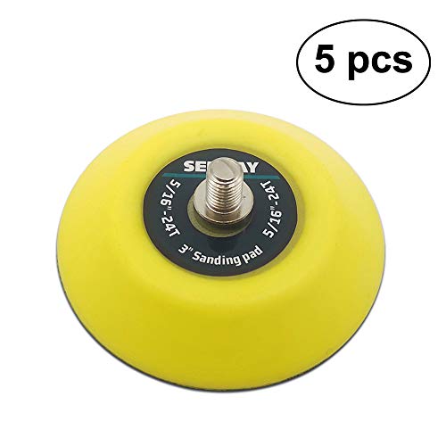 3-Inch Dual-Action Hook & Loop Fastener Flexible Backing Plate, 5/16"-24 Threads Polishing Pad - 5 PCS Set - color: 3 Inch / Yellow, size: 5/16"-24 Thread
