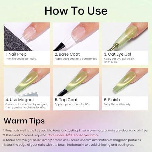 MIZHSE Cat Eye Gel Nail Polish, Fruit Colors Magnetic Gel Polish Set Gift - color: Fruit Cat Eye Gel