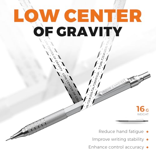 2PCS Metal Mechanical Pencil Set, 0.5mm+0.7mm, Storage Case, Silver - color: Silver (2PCS)