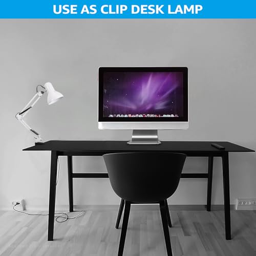 TORCHSTAR Metal Desk Lamp, Adjustable Swing Arm, E26, White - color: White, size: 1 Unit