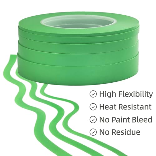 JINBING Automotive Fineline Vinyl Pinstripe Masking Tape Flexible for Curve Surface Paint Detailing Green 180feet /roll (1/8 inch) - size: 1/8 inch