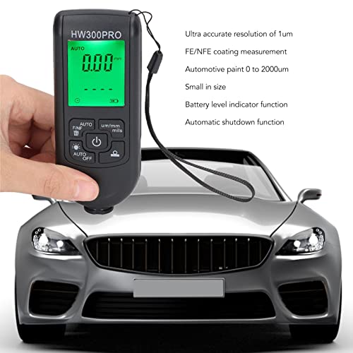 2024 Paint Thickness, Digital Coating Paint Depth with Portable Rope, Paint Thickness Meter Automatic Shutdown Function Paint Coating Meter for Outdoor (Black) - color: Black