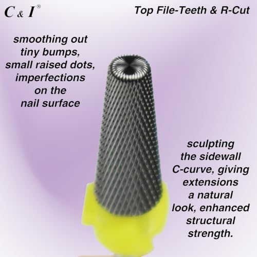 C & I 5 in 1 Nail Drill Bit for Nail Techs Remove Acrylic & Gel, Extra Fine - color: Yellow