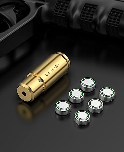 CVLIFE Bore Sight Laser 223 5.56mm/9mm/.243.308/12Gauge/7.62x39mm/.45acp Red Laser Bore Sighter with Batteries - style: .45acp