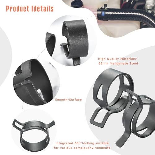 60Pcs 0.43"(11mm) Spring Band Hose Clamps, Black - color: Black-60pcs, size: 0.43"(11mm)