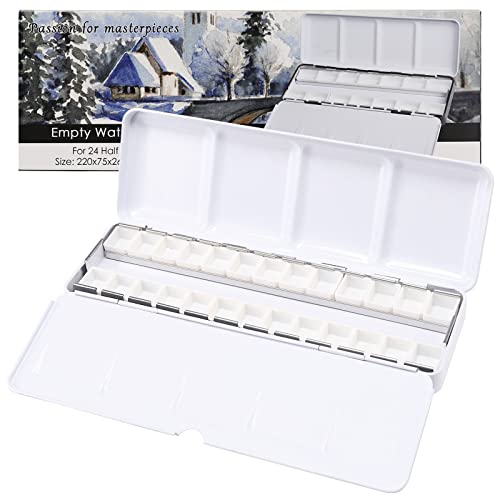 MYARTOOL Empty Watercolor Palette, Colorful Empty Watercolor Tin Palette Paint Case with 24 PCS Empty Half Pans for DIY Travel Watercolor Palette, Acrylic and Oil Painting - color: Colorful, size: 24 PCS Empty Half Pans