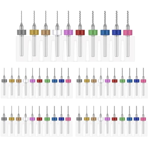 50pcs Micro Drill Bits Set for Most Rotary Tools,Spiral Flute 0.3mm-1.2mm Tungsten Steel Carbide mini PCB Drill Bits for Print Circuit Board,Stone Grinding,CNC Engraving,Jewelry Making etc - size: 0.3-1.2mm