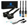 MVEQRRN 9PCS Boar Hair Car Detailing Brushes Set,Car Wheel Kit (Black) - color: 9pcsblack detail wheel brush set