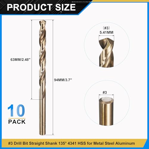 PATIKIL Micro #3 Drill Bit 4341 High-Speed Steel for Thin Metal 10 Pack - size: #3