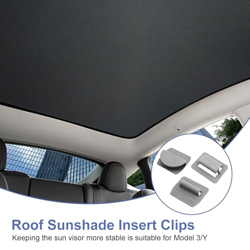 Model Y Sunshade Clips, Roof Sun Shade Insert Fasteners Gray - color: Grey & 16 Pcs