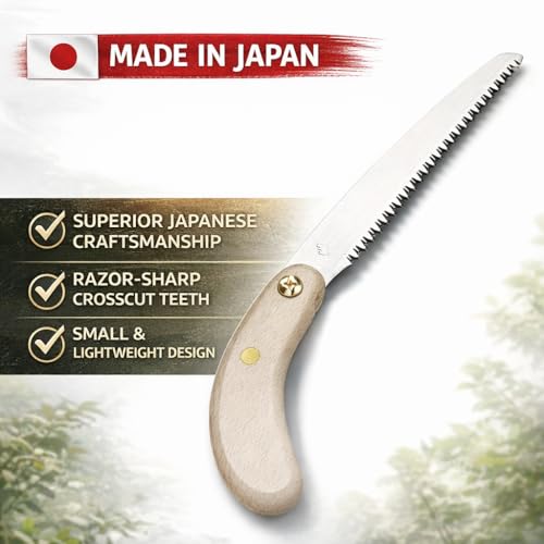 Authentic Japanese Mini Pruning Saw — Pull-Cut Crosscut Blade with Sheath; For Fruit Trees & Shrubs; Hishika, Made in JAPAN (6 in (150 mm)) - size: 6 in (150 mm)