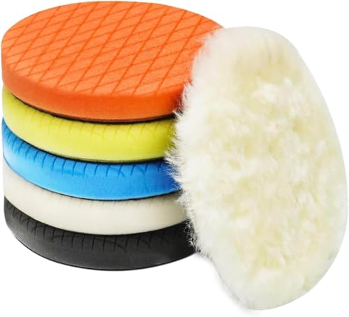 Autolock 6" Buffing Polishing Pads, 6Pcs 165mm Face for 6Inch Backing Plate - size: 6.5 inch 6 pack