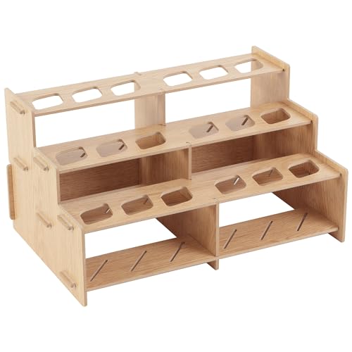 HG Art Concepts Mezzo Artist Paint and Brush Racks - Wood Grain Laminate Multi Layer Desk Stand Professional Storage Display Organizer for Paintbrushes and Tubes - Straight Rack 2