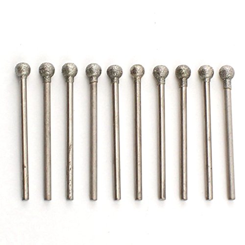 ILOVETOOL 5mm Diamond Ball Burrs Tools for Jewelry Making Gem Stone Pack of 20Pcs - size: Head 5.0mm (3/16")