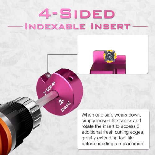 4Pcs PVC Pipe Reamer, 1 Spare Carbide Insert, PVC Fitting Saver for SCH40 - size: 1-1/2", 2", 3", 4"