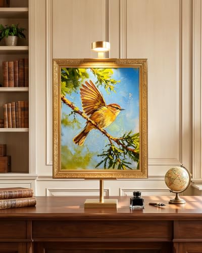 Adjustable Tabletop Easel Stand with Picture Frame Light, Gold - color: Light Gold