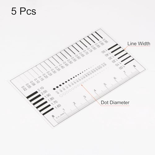 HARFINGTON 5pcs High Precision SEC Size Estimation Chart 8cm Transparency Flaw Detection Film Ruler for Diameter and Line Width Defects Measuring