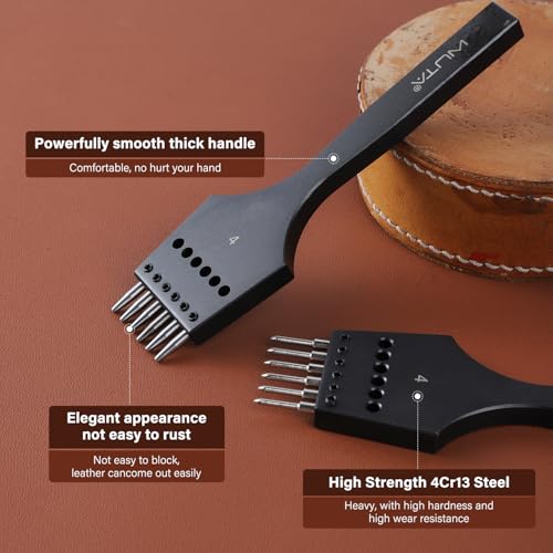 WUTA Removable Circle Leather Hole Punch Lacing Stitching Professional Working Hand Tool Kit Round Hole Puncher Craft Chisel Branding Design Circular Cutting Punches Kits (2G 3mm-(2+5+10)) - size: 2G 3mm-(2+5+10)