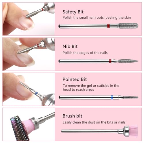 BQAN Nail Drill Bits Set, 7pcs Tungsten Carbide Diamond Drill Bits for Nail Tech, Remove Acrylic Gel Polish Cuticle, Manicure Pedicure Tools - color: Multicolor-7PCS