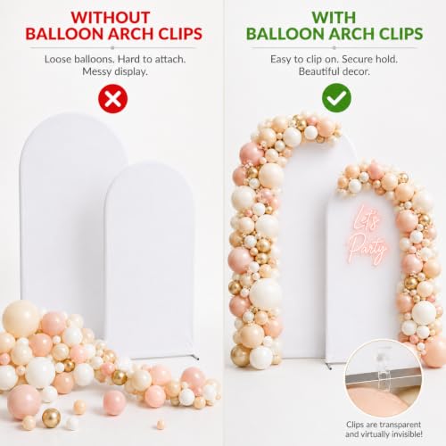 LemonRoad 10 Pack Large Balloon Arch Clips Spring Clamp for Backdrop, Clear - color: Clear