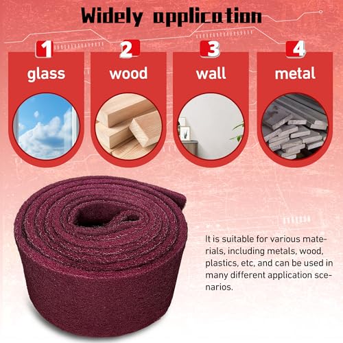 7447 Maroon Scuff Pads - 5 lnches x 8Feet Premium Surface Prep Pad for Autobody, Woodworking, Paint Primer, ScuffingSanding & Scouring