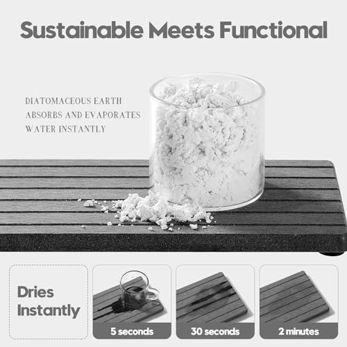 2 Pack Water Absorbing Stone Drying Trays, Quick-Drying Diatomite Sink Mats for Bathroom & Kitchen Counter, Coaster, Vanity Sink Caddy Organizer, Soap Dish, Sponge & Bottle Holder, Dark Gray, 8"x4" - color: 2 Pack - Dark Gray, size: 8" x 3.8"