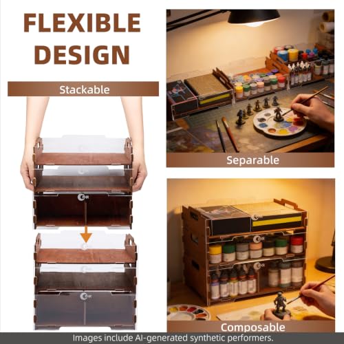 OPHIR Paint Organizer Rack, 3-Layer Stackable Holder for 236 Paints & Tool