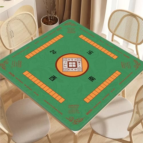 2F22E Green Mahjong Mat for Table 32.4" x 32.4", Non-Slip Mah Jongg Mat - color: Green