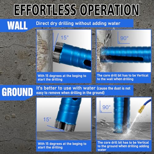 SALI Diamond Core Drill Bits 3 1/2" Diameter 10"/254mm Drilling Depth 5/8-11" Thread Core Bit Turbo Laser-Welded Segments for Cured Concrete with Brick, Block, Masonry, with Two Adapters - size: 3 1/2 inch