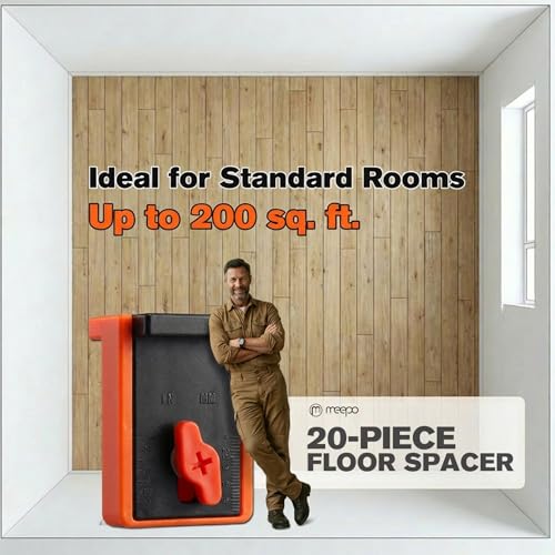 M MEEPO 20-Pack Upgraded Flooring Spacers, 1/4" to 1" (6-25mm) Adjustable Gap, Stable Wide-Base Design Never Slip or Fall, Professional Laminate Wood & Vinyl Plank Flooring Tools for DIY Installation