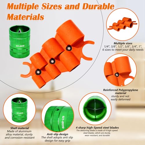 1/4'' - 1'' Depth Gauge and Pipe Deburring Reamer 1/4" to 1-5/8" Tool Kit