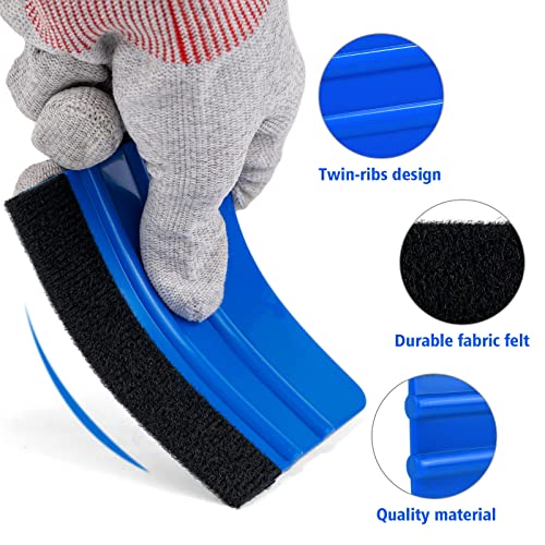 NEWISHTOOL 100 PCS Felt Squeegee for Vinyl, PPF Tint Wrap Application Tool - color: Blue