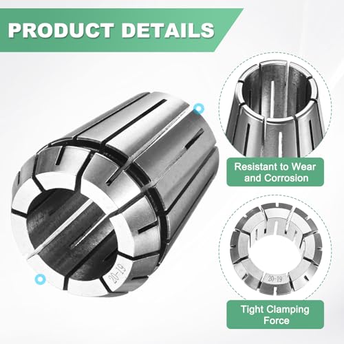 M METERXITY ER32 Spring Collet, 40Cr Steel Spring Collet Chuck 20mm Clamping Diameter for CNC Engraving Machine/Lathe Milling Tool [Silver,1.6x1.3"/ 40x33mm] - size: 20mm