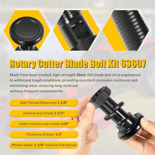 63607 Rotary Cutter Blade Bolt Kit, Replace for Bush Hog Rotary Cutter Blade Bolt Kit 63607, Fit for Howse, HICO, for Bush Hog, Includes 2 Bolts with Nuts and Washers (2-Pack)