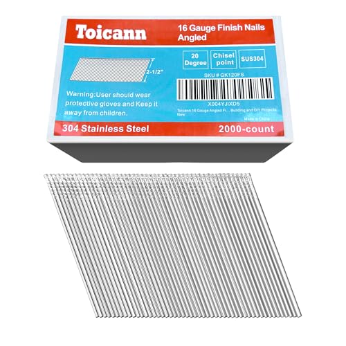 16 Gauge 20-Degree Angled Finish Nails 2-1/2 Inch, 2000-Pack - size: 2-1/2"~2000pcs