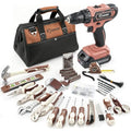 Saker 20V Tool Set with Drill, General Home Hand Tool Kit with 14-Inch Storage Bag, Tool Set with 20V Cordless Drill for DIY Projects, Home Repairs, Handyman, Mocha Brown